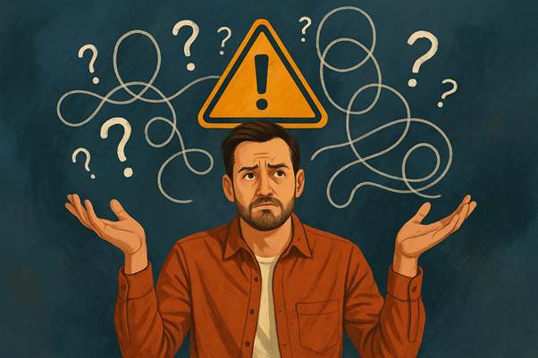A person with his hands up and many questions
AI-generated content may be incorrect.